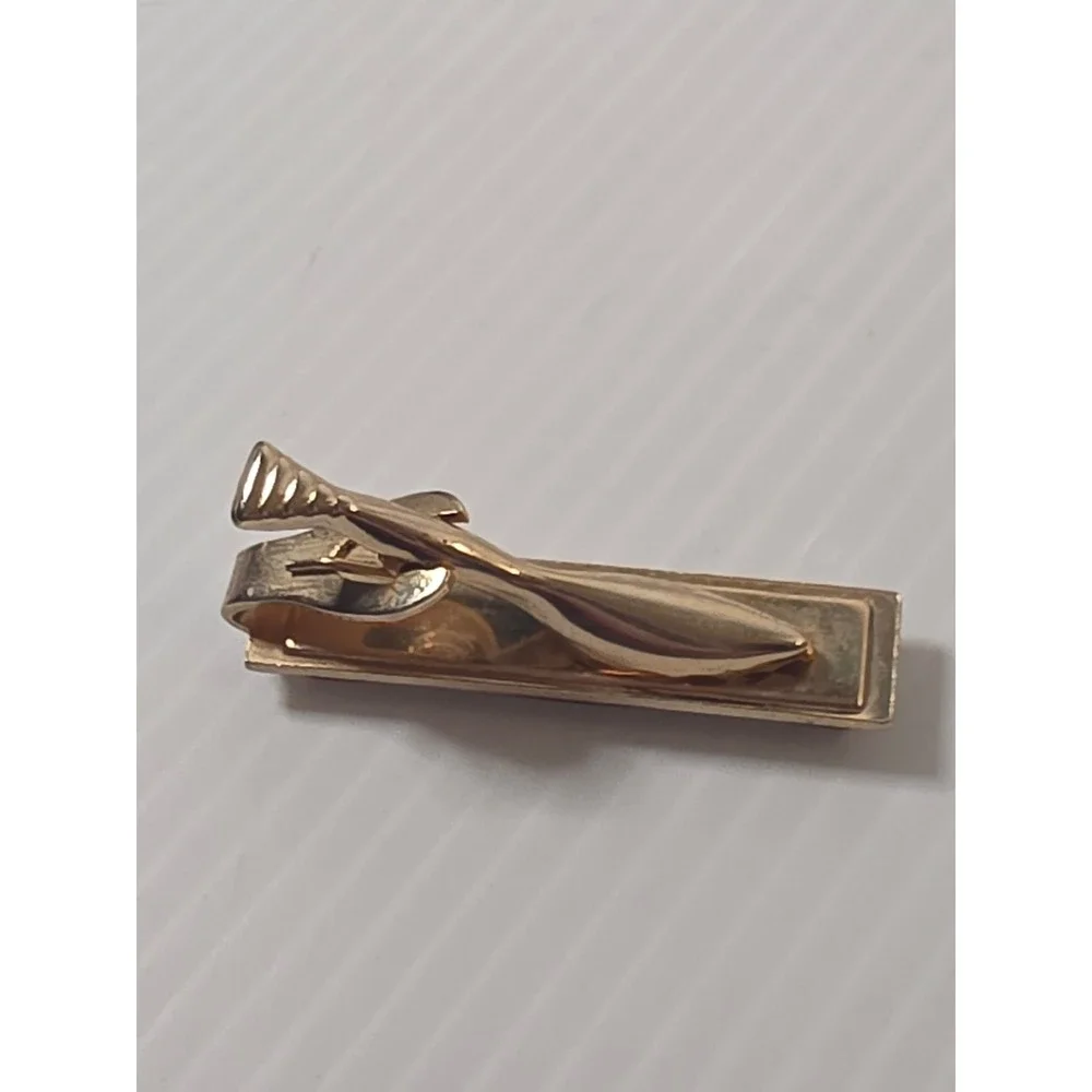 Unbranded Tie Clip OS Maroon‎ Fair Vintage Gold Tone Geometric Bar Accessory